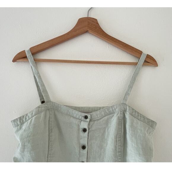 EVERLANE Light Green Linen Cami Tank Top / Sz 6 / Button Up / Boho / Minimal / - Picture 3 of 7
